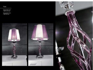 Tischlecuchte Rosa violett Glas, Glas Tischlampe